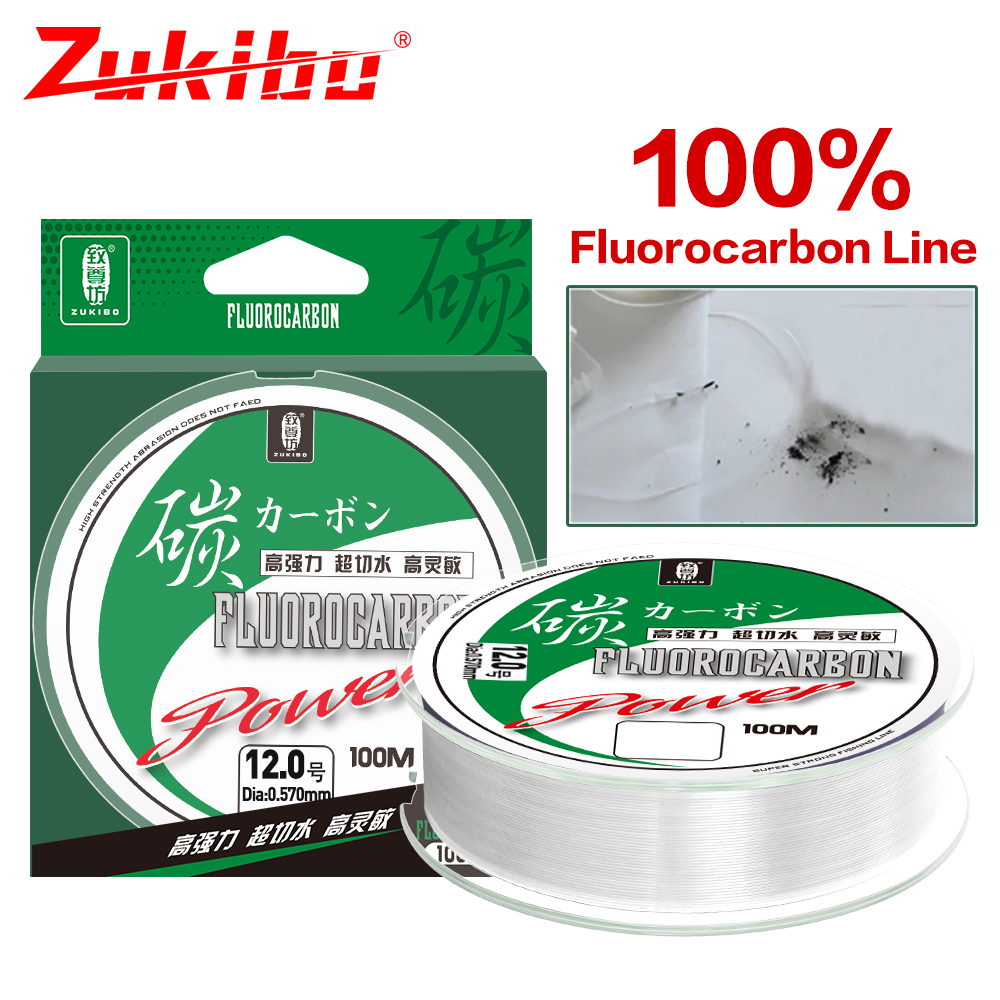 Leader Line - ZUKIBO 50m 100m 100% Fluorocarbon Fishing
